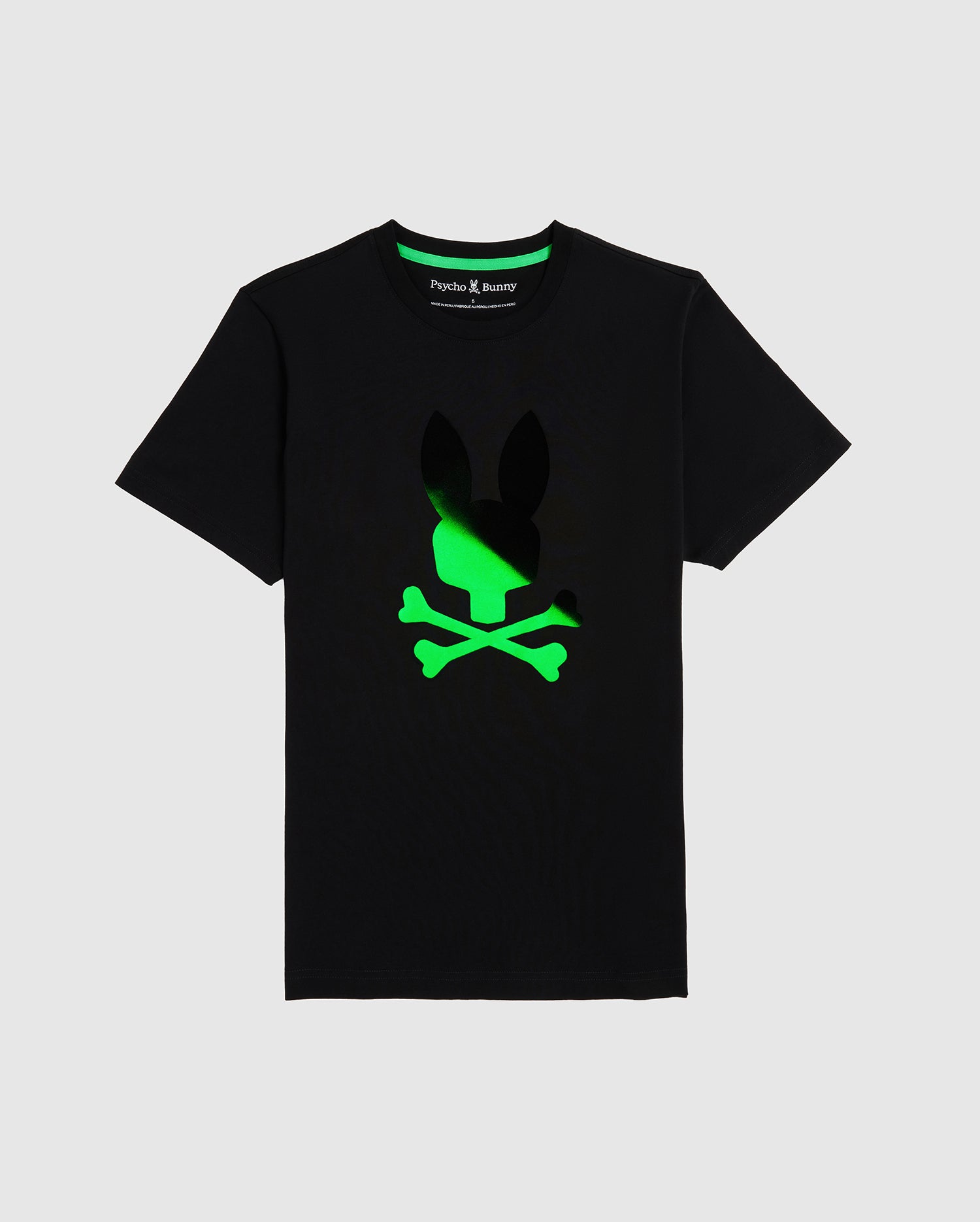 Psycho Bunny Mens Black T-Shirt Rainbow Bunny Logo 100% Cotton Peru Size 4