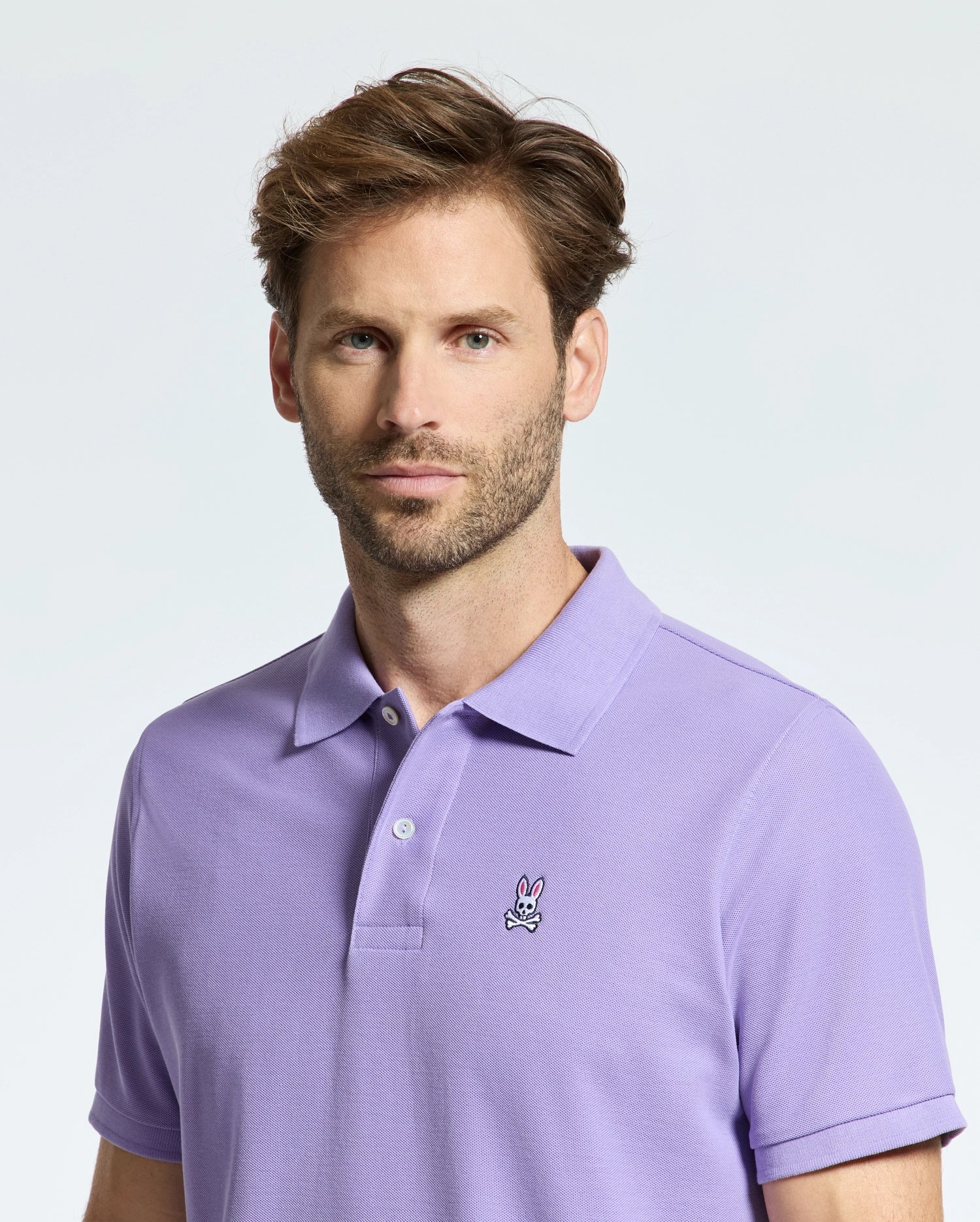 MENS PURPLE CLASSIC PIQUE POLO PSYCHO BUNNY 531 LAVENDER PURPLE M