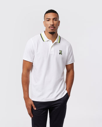 MENS WHITE STAFFORD PIQUE POLO  PSYCHO BUNNY – Psycho Bunny Canada