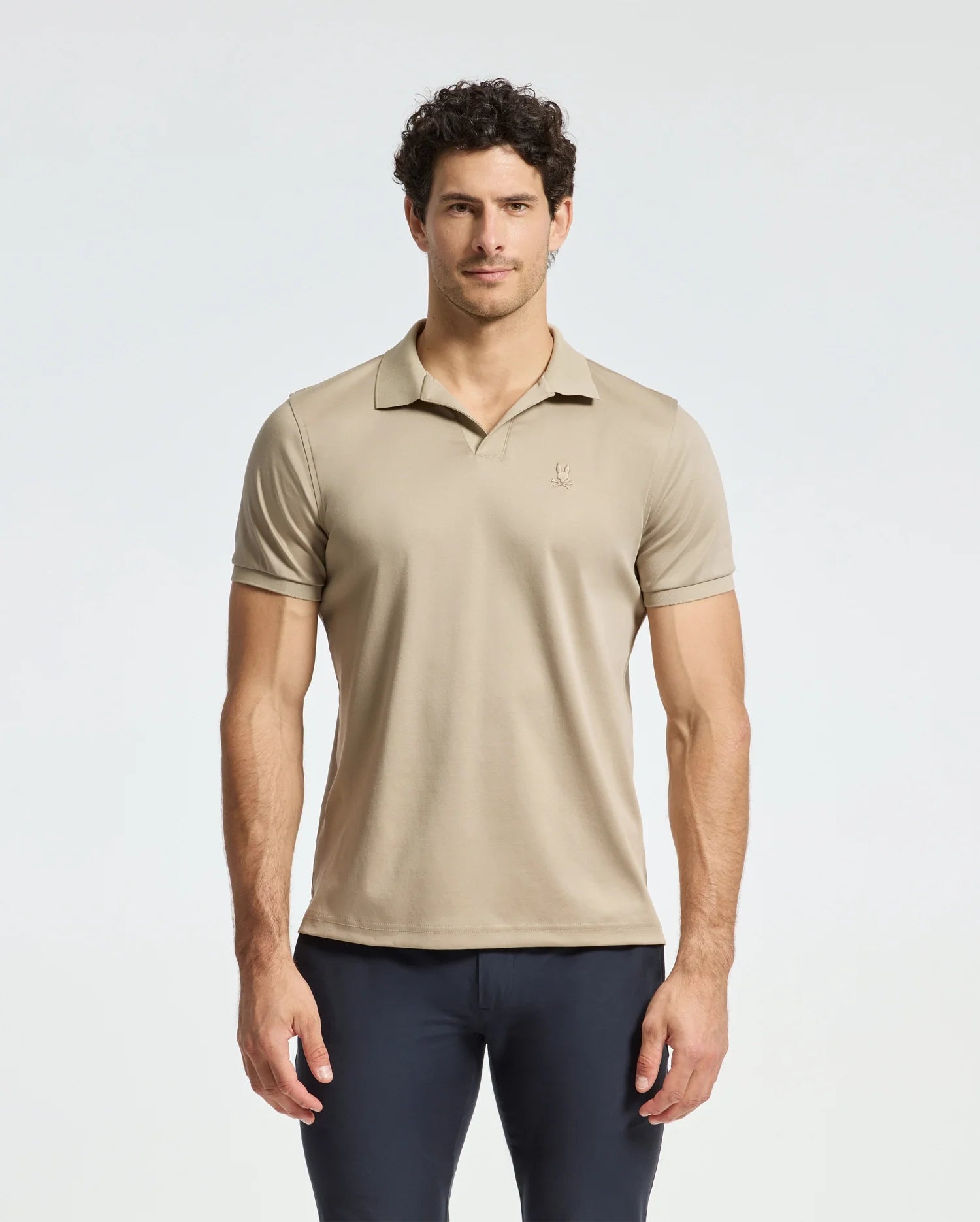 MENS BROADWAY PIMA INTERLOCK JOHNNY COLLAR POLO - B6K891D200