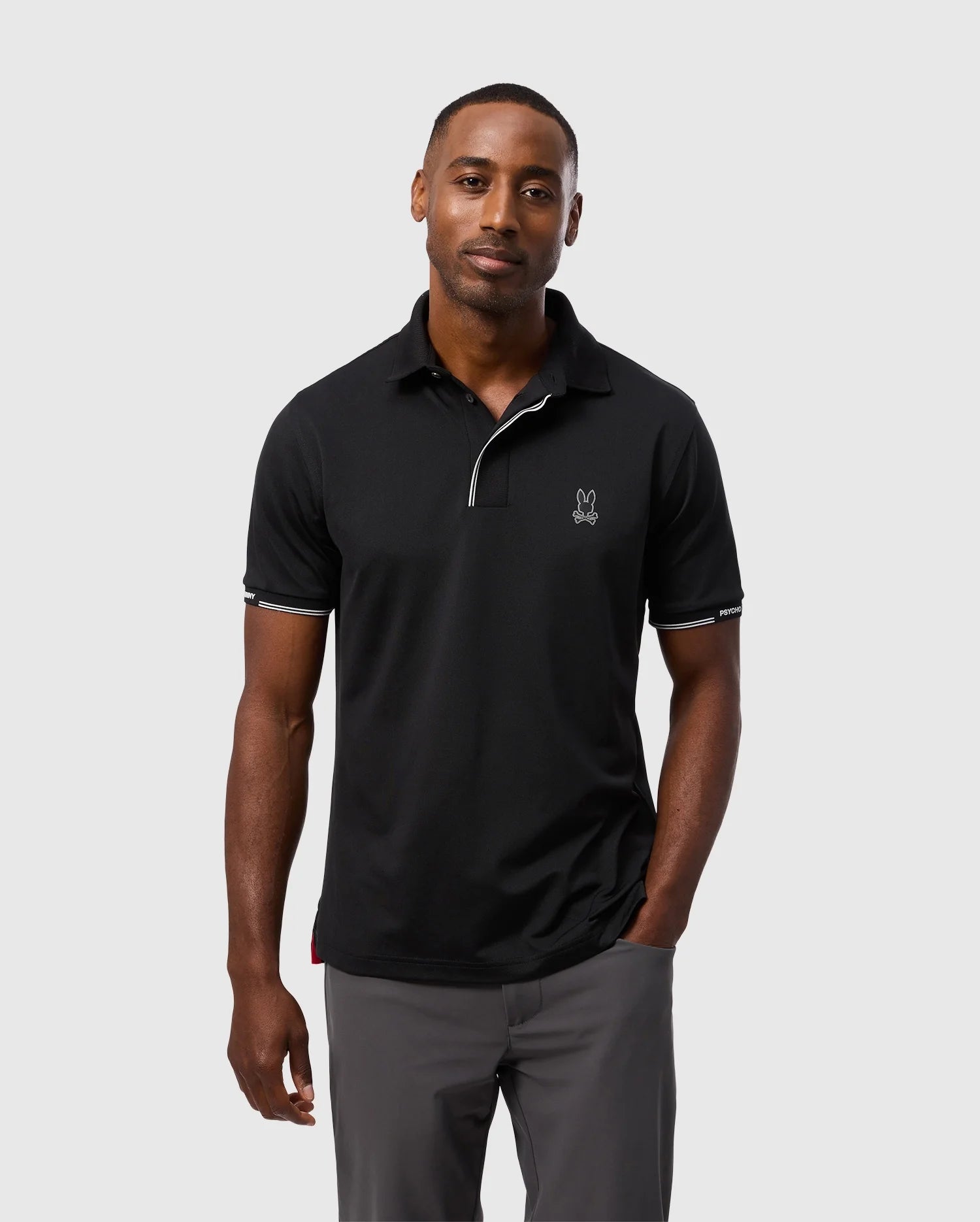 Black pants black polo best sale