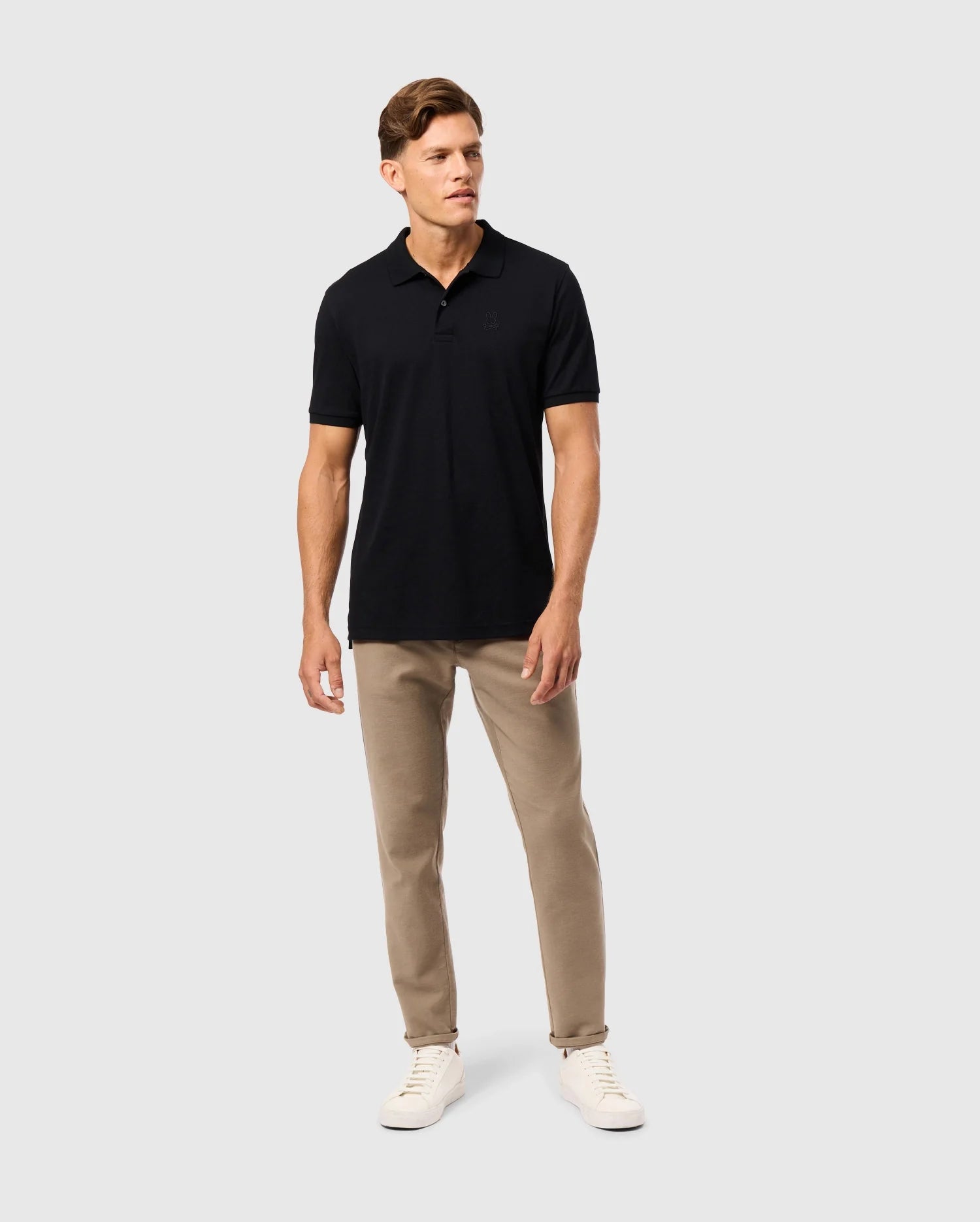 Black polo beige pants hotsell