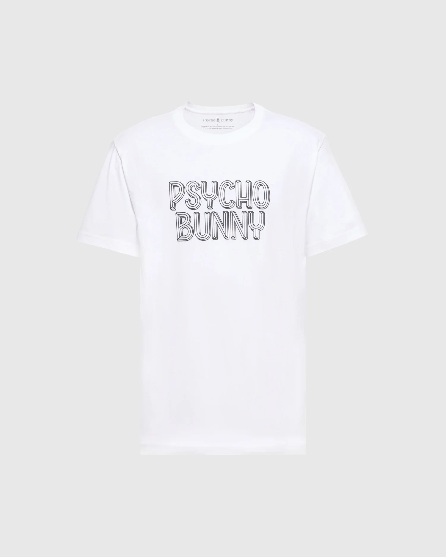 A white wordmark Tee from Psycho Bunny, featuring 