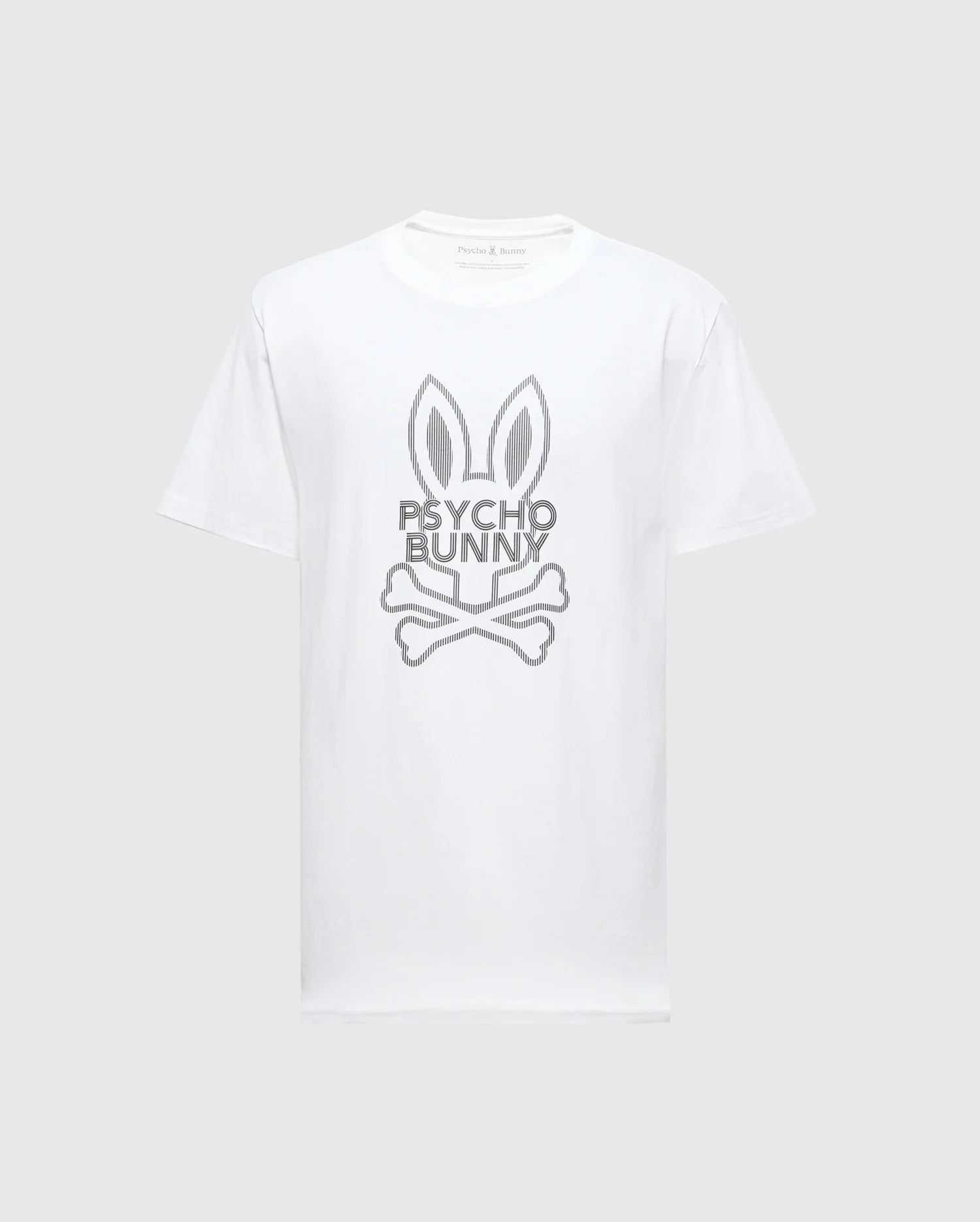 Introducing the Psycho Bunny Mens Dumon Graphic Tee - B6U271E200, crafted from premium Pima cotton and showcasing a striking design of bunny ears and crossed bones, complete with the 