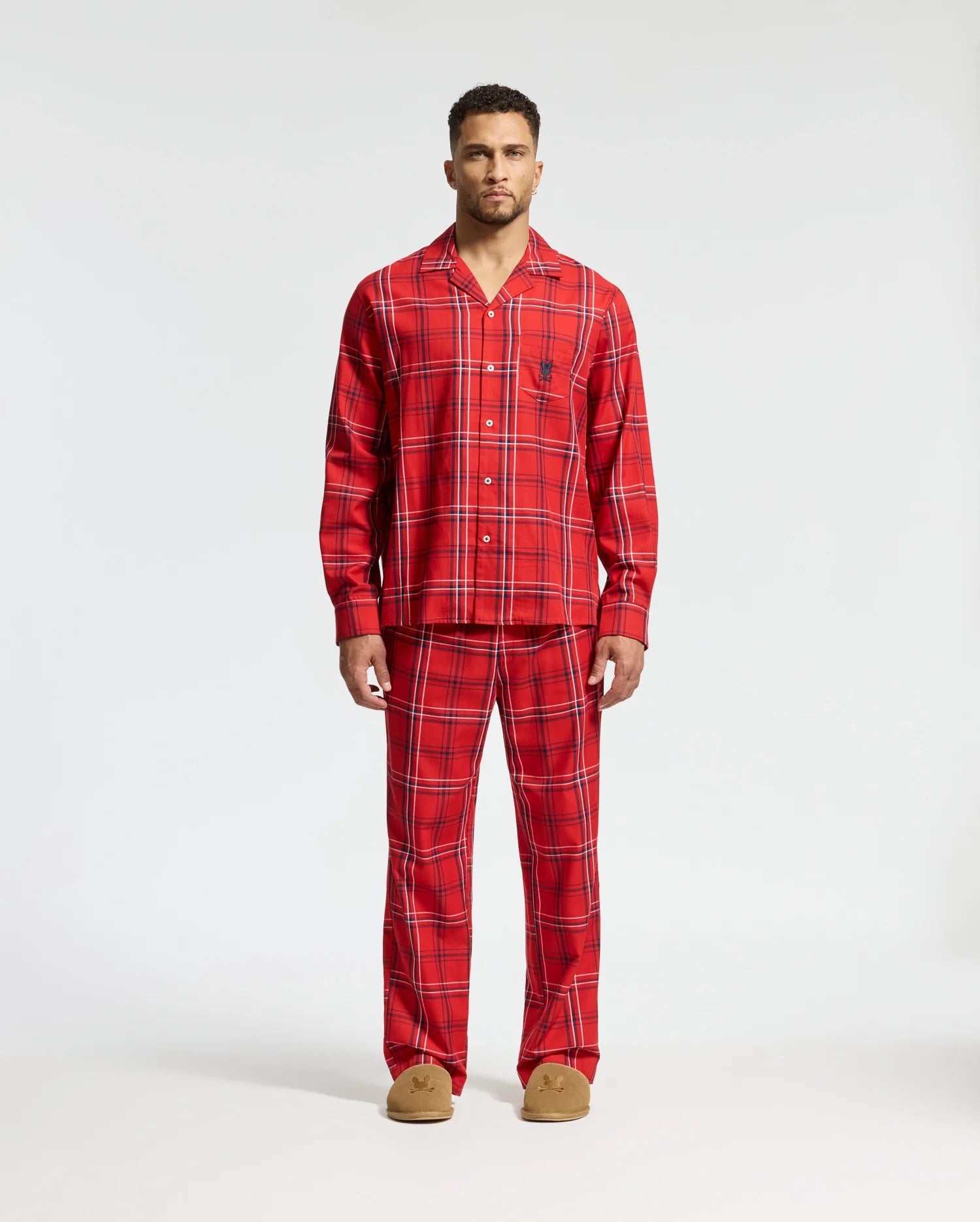 Plaid pajama set men sale