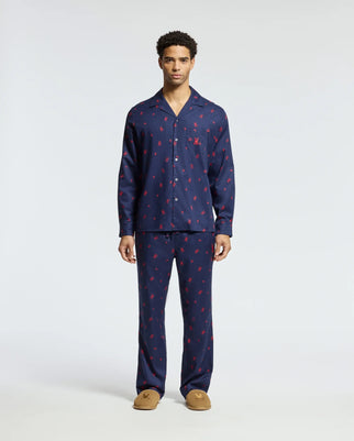 MENS ALL OVER PRINT FLANNEL PAJAMA SET - B6X343E200