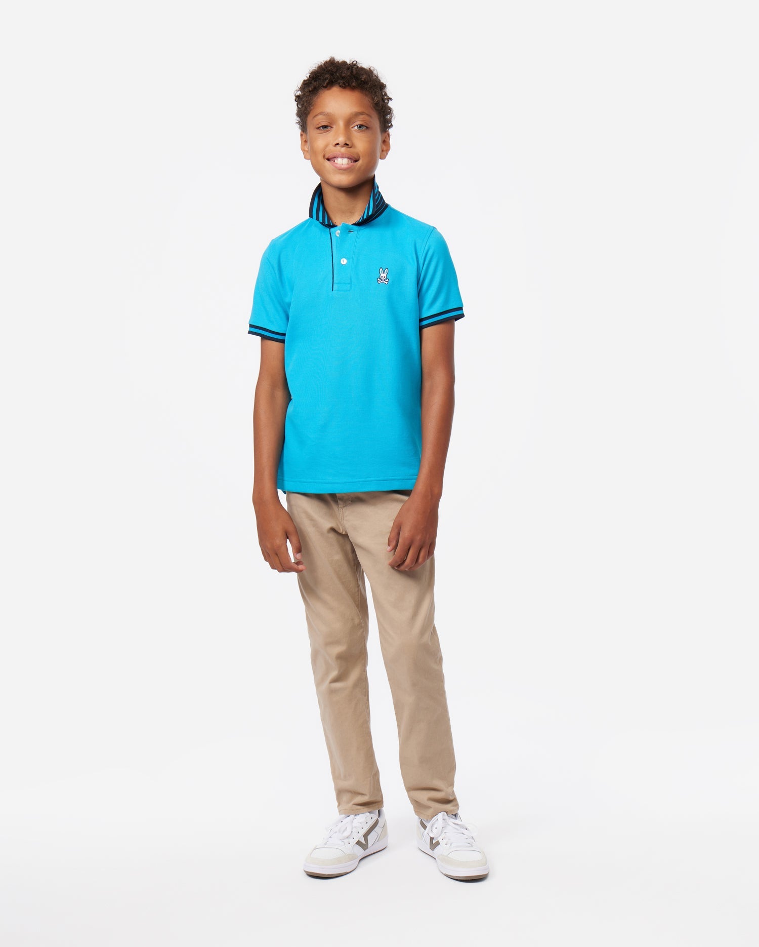 KIDS BLUE NORRIS PIQUE POLO | PSYCHO BUNNY – Psycho Bunny Canada