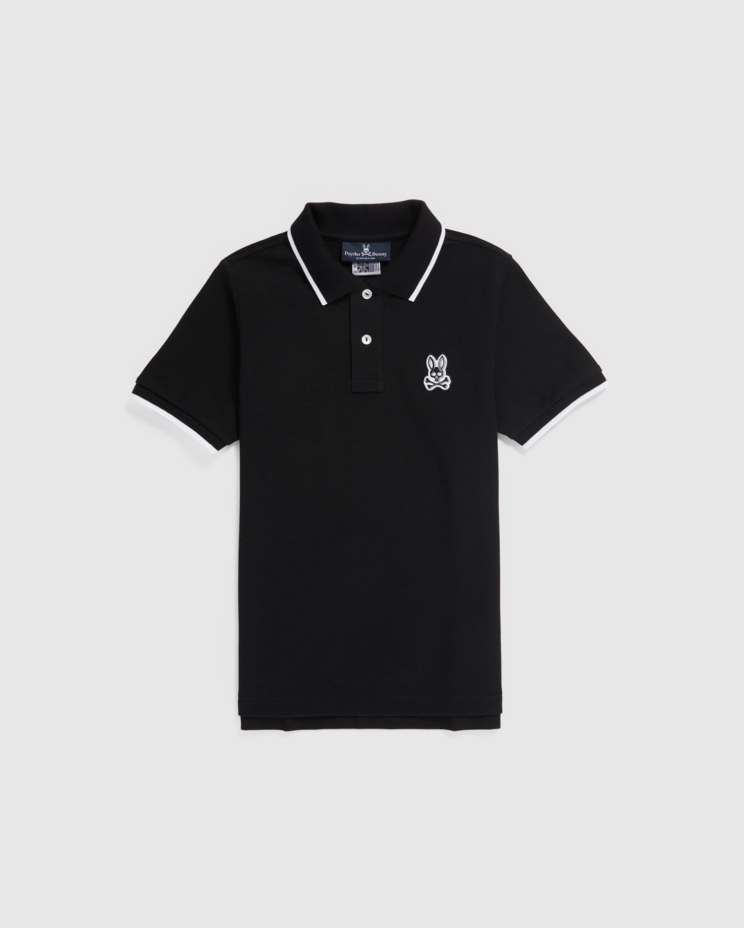 KIDS BLACK SERGE PIQUE FASHION POLO - B0K700X1PC | PSYCHO BUNNY ...