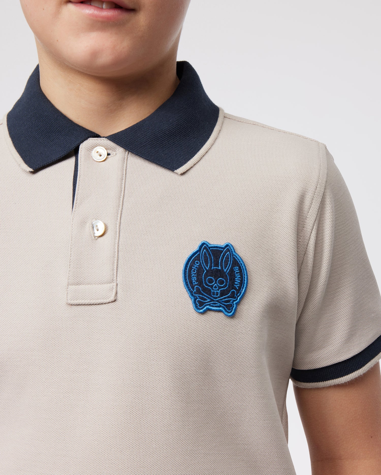 KIDS BEIGE SWITZER PIQUE FASHION POLO - B0K800X1PC | PSYCHO BUNNY