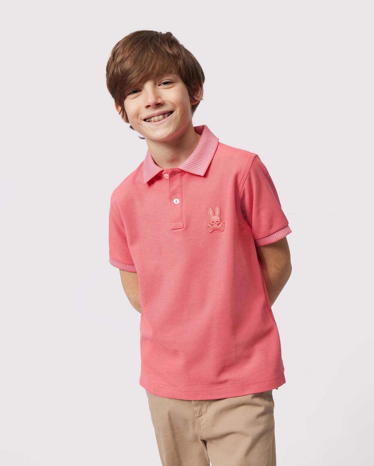 Boys pink shop polo shirt