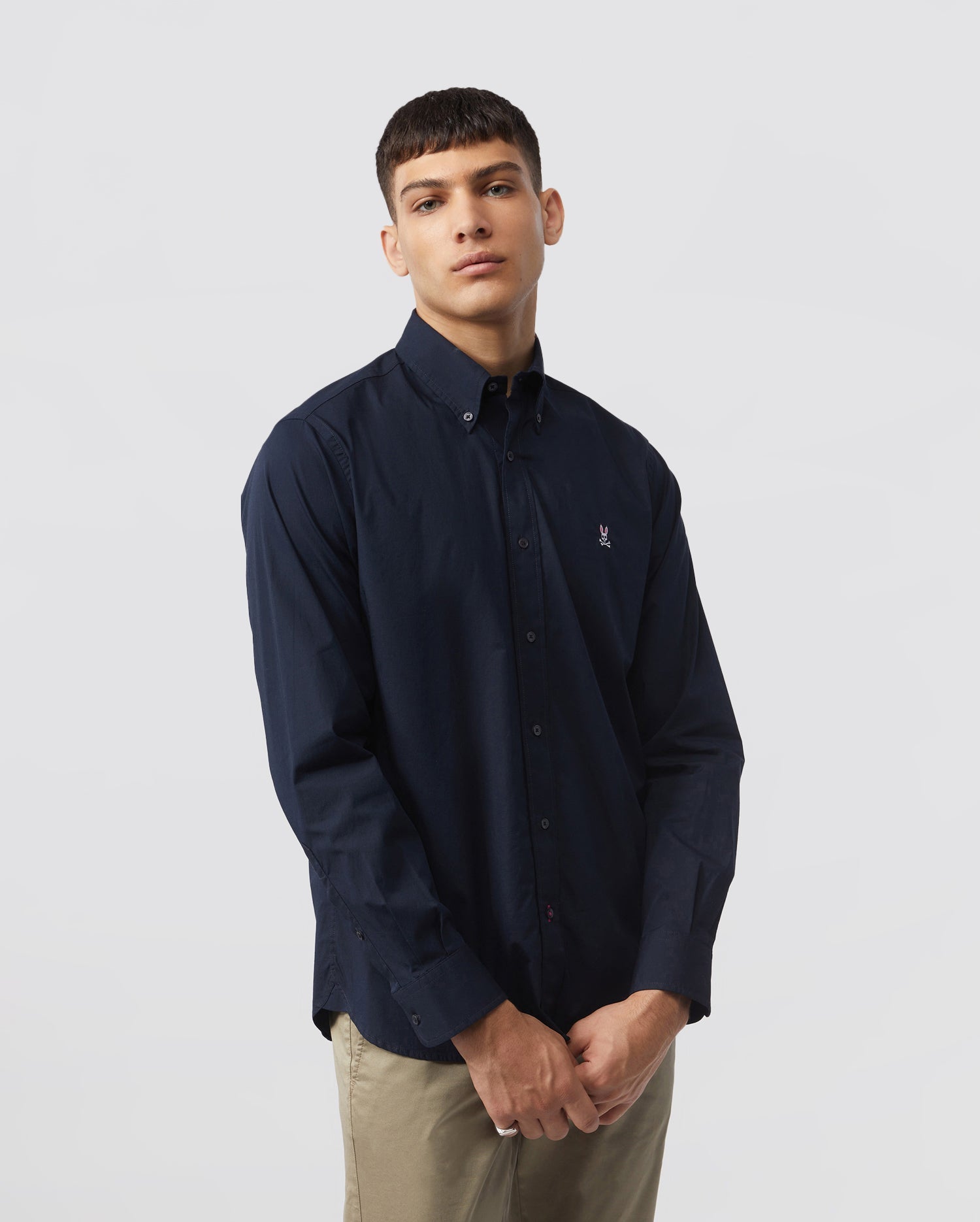 Navy blue polo sale button down