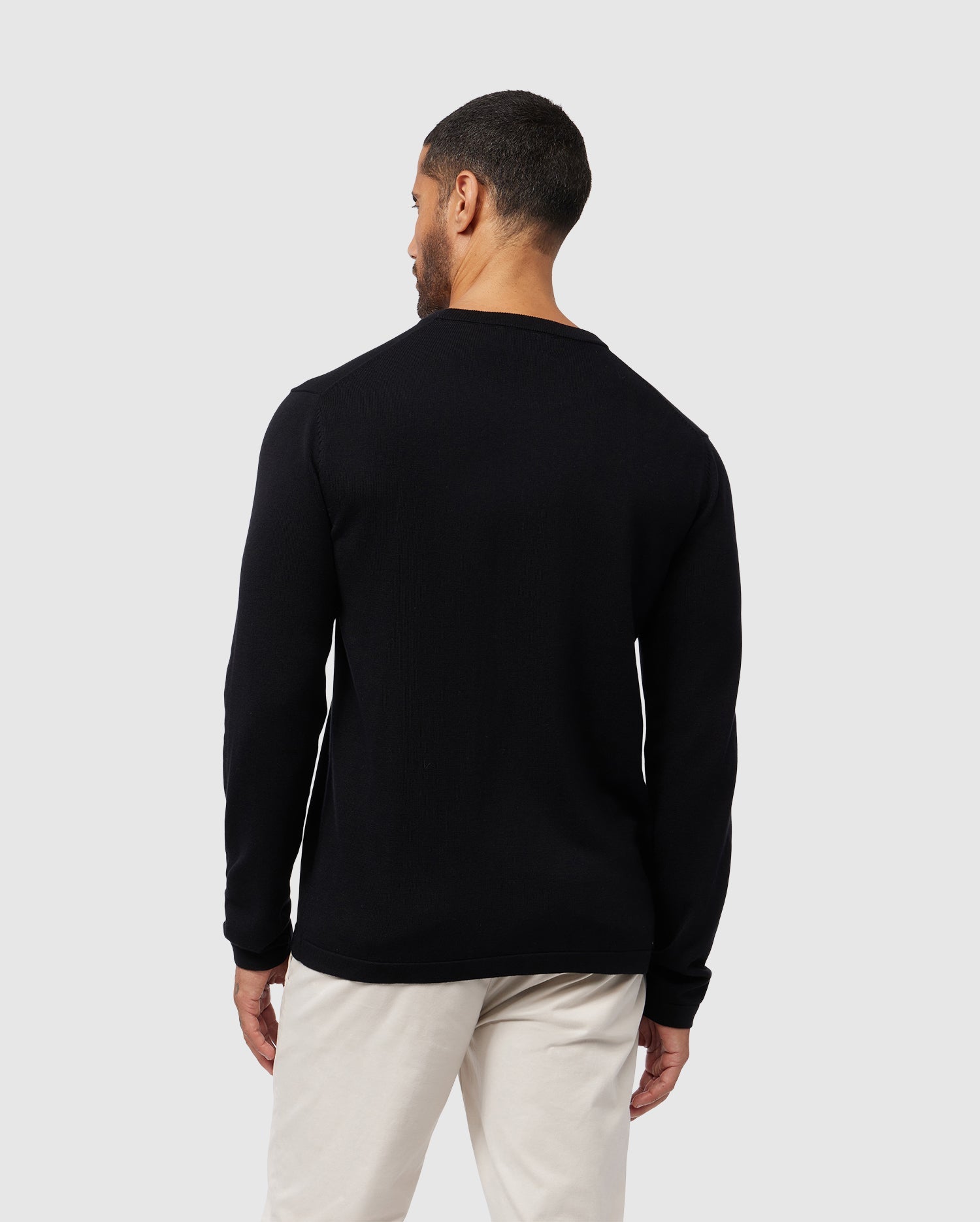 kqetty Knit Sweater Men Men's Solid Color Cozy Round Neck Plain