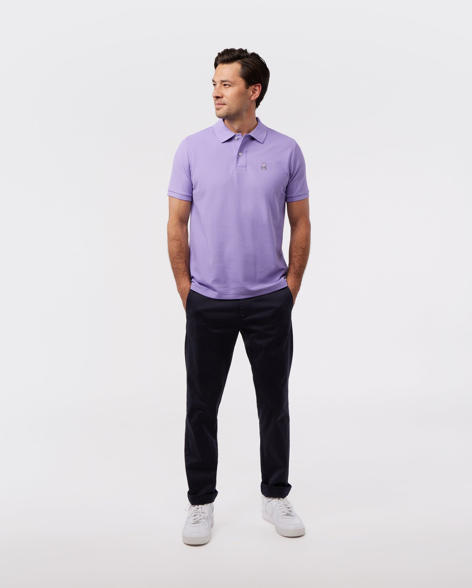 MENS PURPLE CLASSIC PIQUE POLO PSYCHO BUNNY 531 LAVENDER PURPLE M