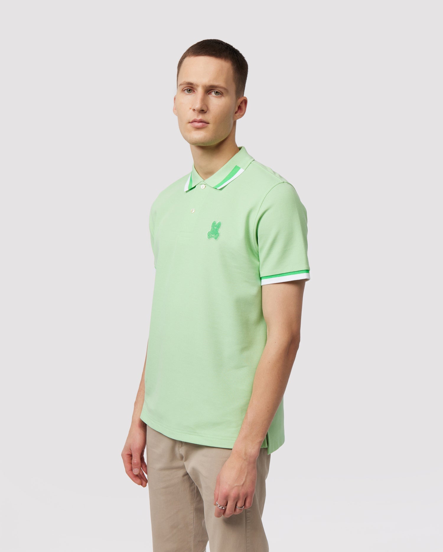 MENS GREEN PISANI PIQUE FASHION POLO - B6K731X1PC | PSYCHO BUNNY