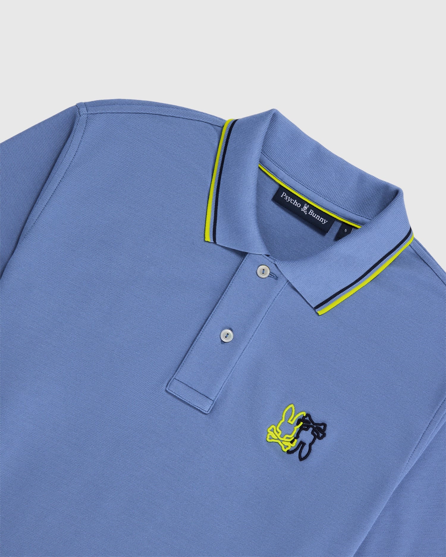 MENS LIGHT BLUE WINTON PIQUE POLO PSYCHO BUNNY 424 BAL HARBOUR S