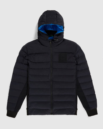 Long Black Puffer Jacket with Removable Hood