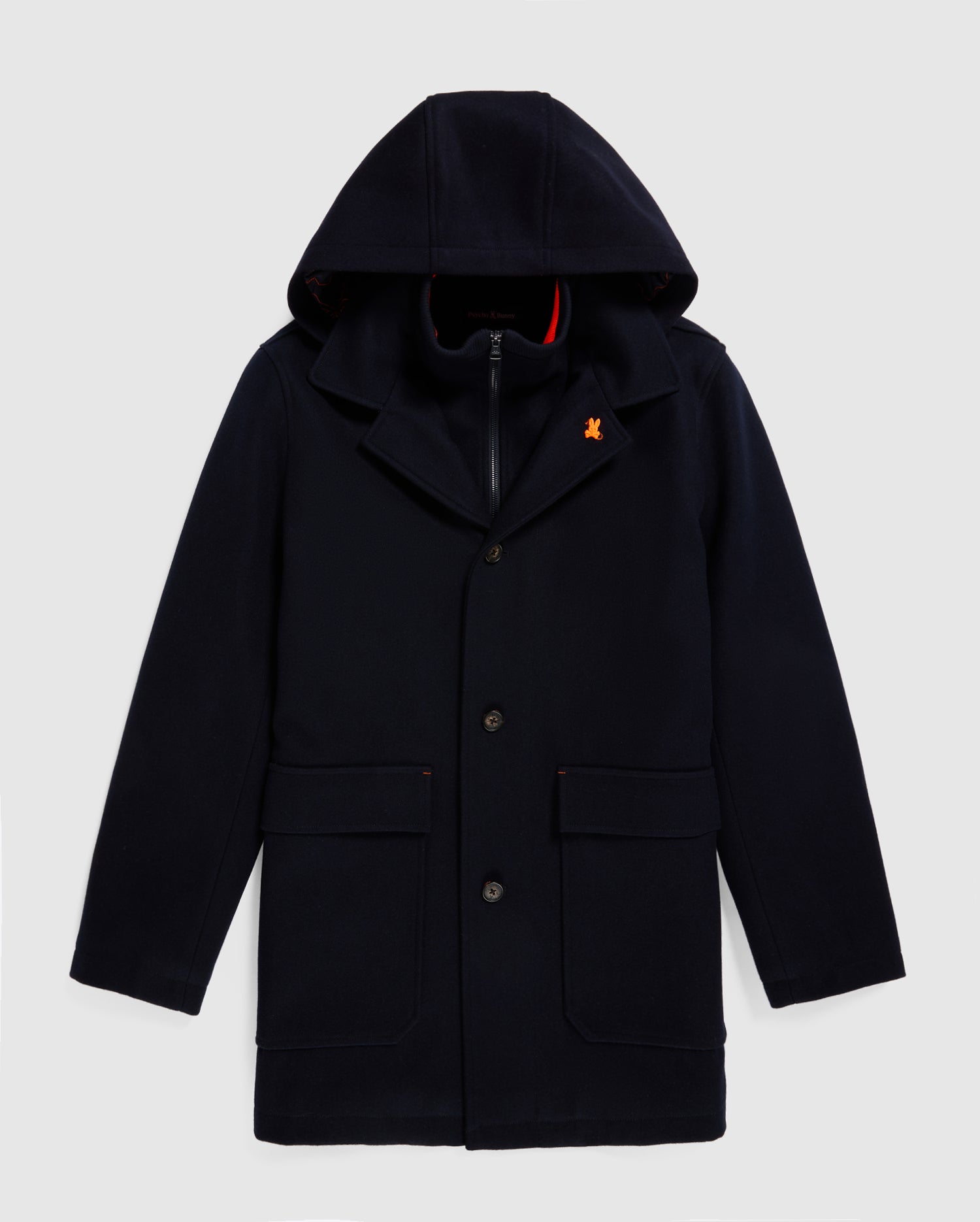 MENS CHESTER WOOL BLEND COAT WITH REMOVABLE HOOD | PSYCHO BUNNY