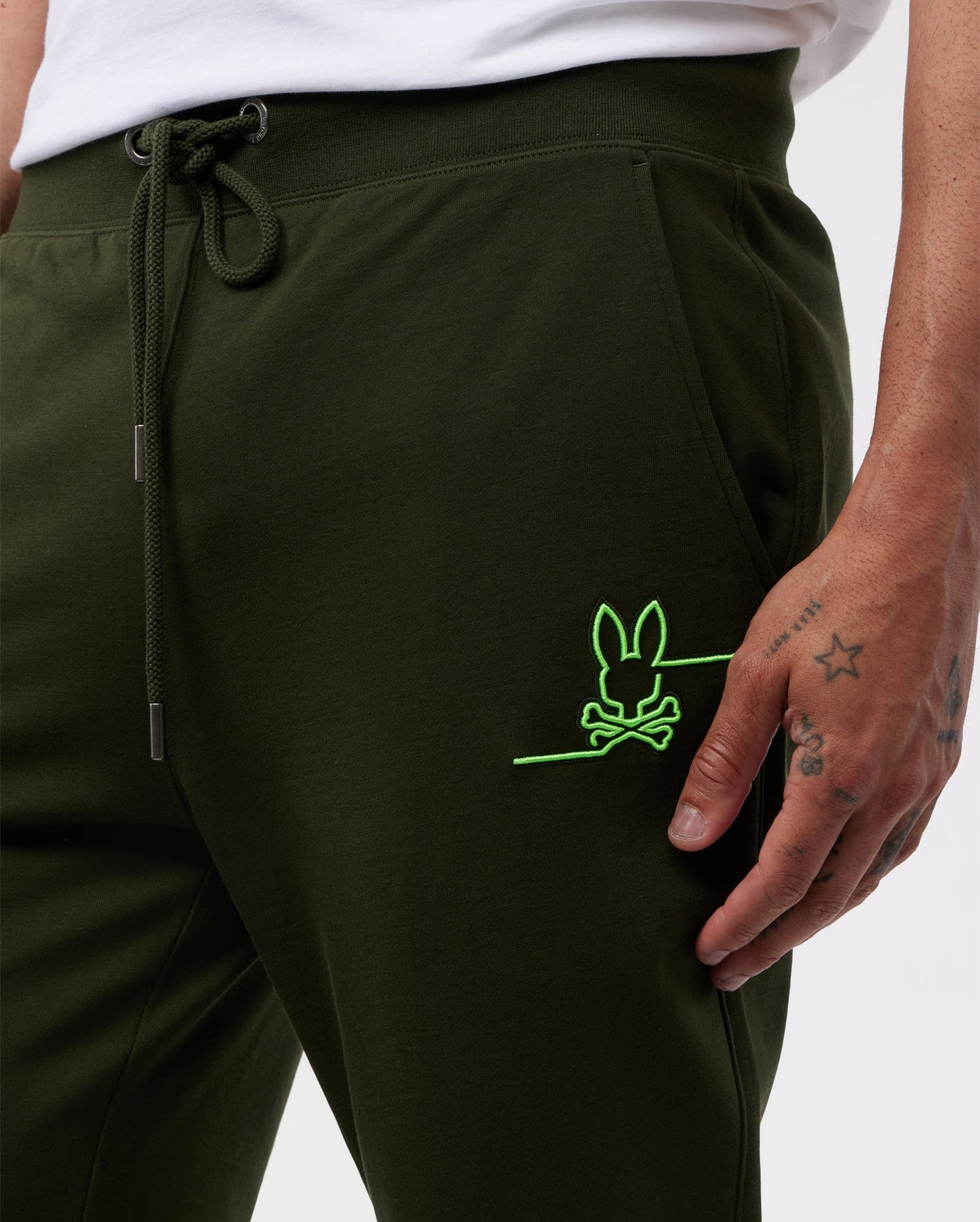 MENS GREEN CHESTER EMBROIDERED SWEATPANT