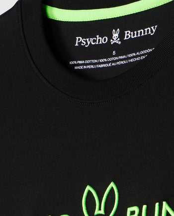 Psycho Bunny Mens Black T-Shirt Rainbow Bunny Logo 100% Cotton Peru Size 4